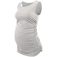 Los mejores  - ZUMIY Top Premamá- Top de Maternidad Embarazada- Algodón de Las Mujeres Acanalada Camisa de Maternidad de Verano de Cami…